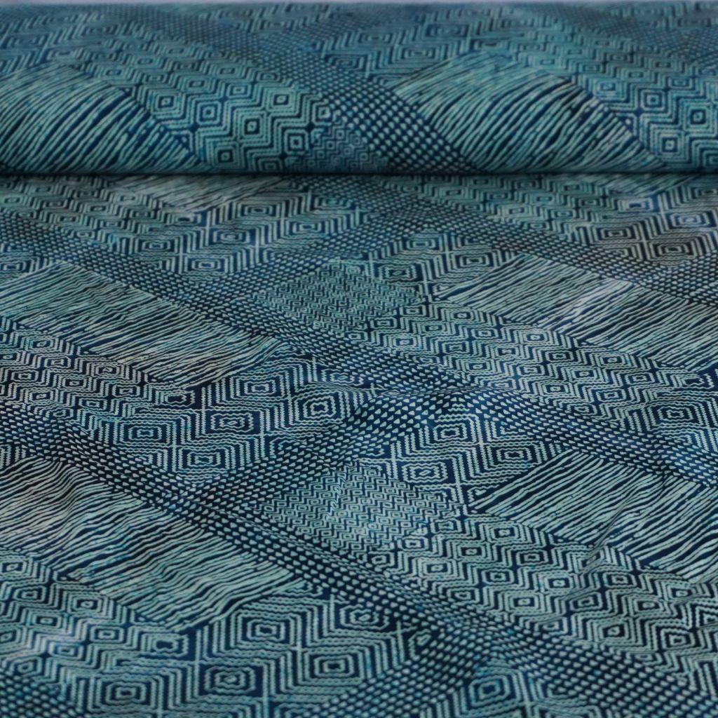 Viskose Druck Ethomuster blau